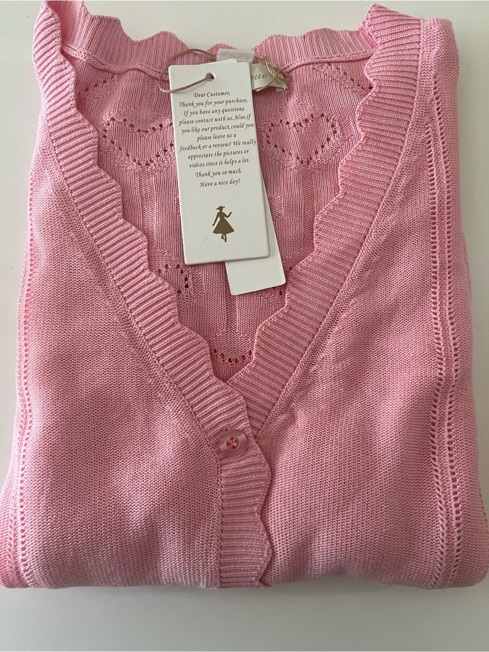 NWT Bella Poque Pink sweater Stylish (40–70) V-Neck Button - Picture 9 of 10